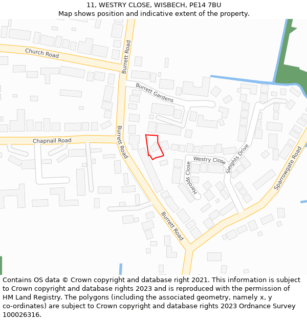 11, WESTRY CLOSE, WISBECH, PE14 7BU: Location map and indicative extent of plot