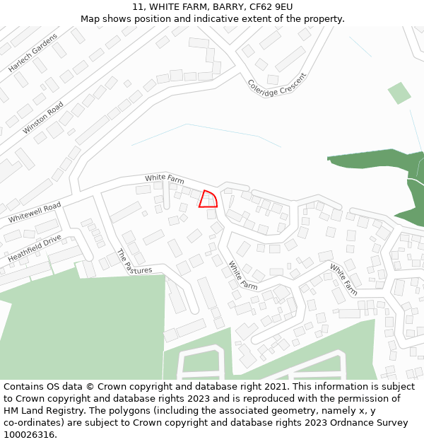 11, WHITE FARM, BARRY, CF62 9EU: Location map and indicative extent of plot