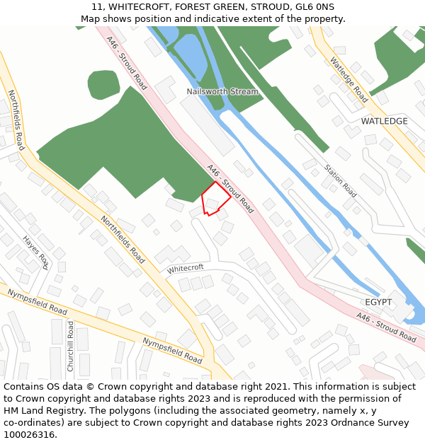 11, WHITECROFT, FOREST GREEN, STROUD, GL6 0NS: Location map and indicative extent of plot