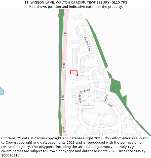 11, WIGEON LANE, WALTON CARDIFF, TEWKESBURY, GL20 7RS: Location map and indicative extent of plot