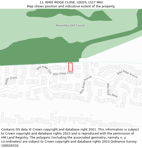 11, WIKE RIDGE CLOSE, LEEDS, LS17 9NU: Location map and indicative extent of plot