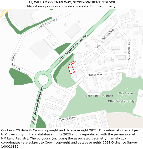 11, WILLIAM COLTMAN WAY, STOKE-ON-TRENT, ST6 5XB: Location map and indicative extent of plot