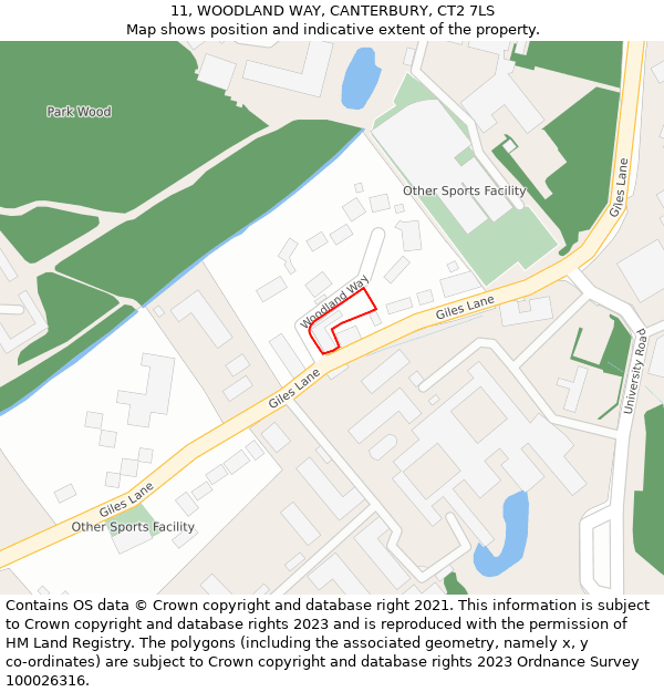 11, WOODLAND WAY, CANTERBURY, CT2 7LS: Location map and indicative extent of plot