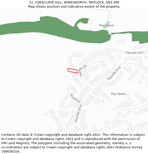 11, YOKECLIFFE HILL, WIRKSWORTH, MATLOCK, DE4 4PE: Location map and indicative extent of plot