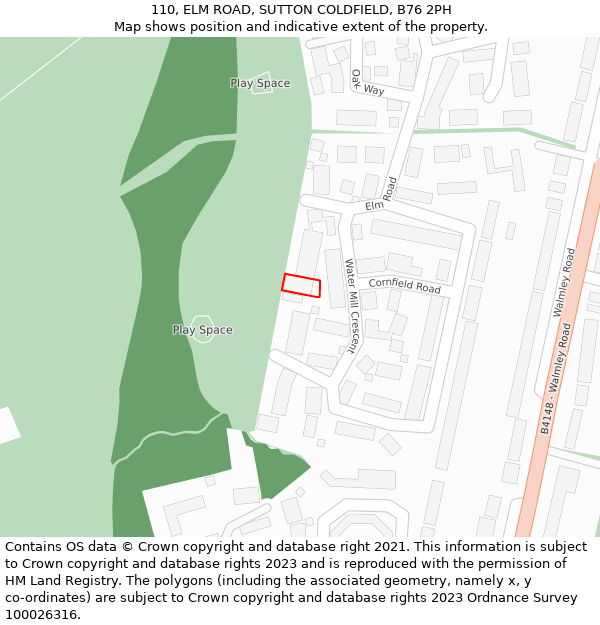 110, ELM ROAD, SUTTON COLDFIELD, B76 2PH: Location map and indicative extent of plot