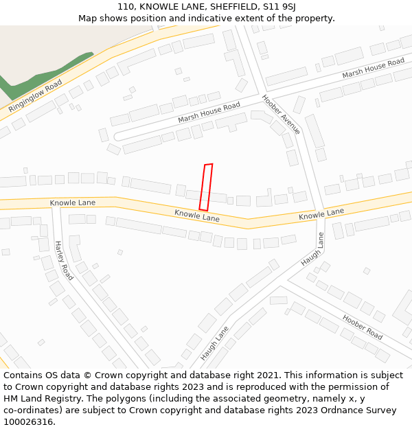 110, KNOWLE LANE, SHEFFIELD, S11 9SJ: Location map and indicative extent of plot