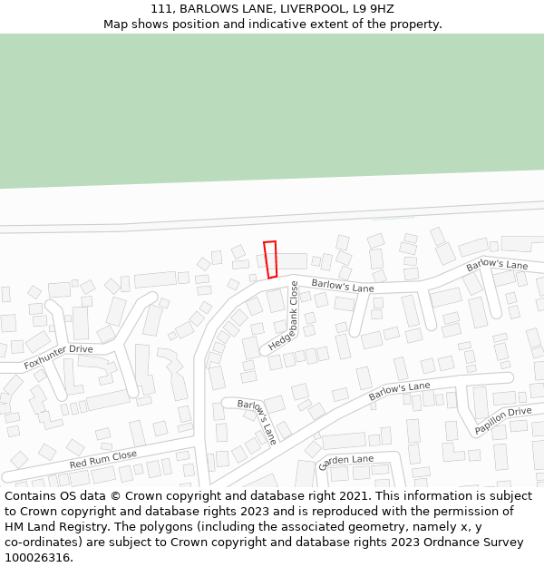 111, BARLOWS LANE, LIVERPOOL, L9 9HZ: Location map and indicative extent of plot