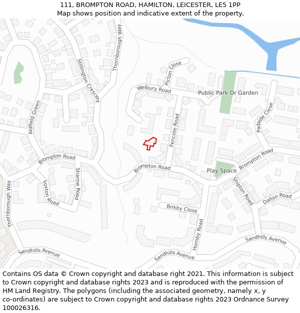 111, BROMPTON ROAD, HAMILTON, LEICESTER, LE5 1PP: Location map and indicative extent of plot