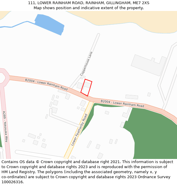 111, LOWER RAINHAM ROAD, RAINHAM, GILLINGHAM, ME7 2XS: Location map and indicative extent of plot