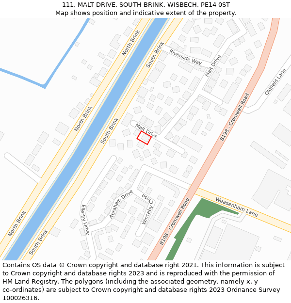 111, MALT DRIVE, SOUTH BRINK, WISBECH, PE14 0ST: Location map and indicative extent of plot