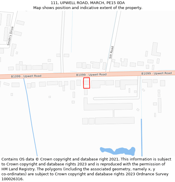 111, UPWELL ROAD, MARCH, PE15 0DA: Location map and indicative extent of plot