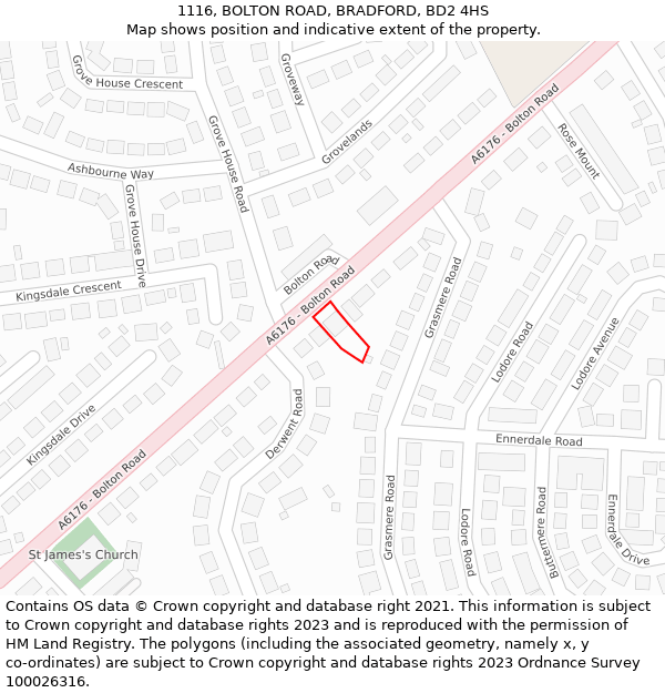 1116, BOLTON ROAD, BRADFORD, BD2 4HS: Location map and indicative extent of plot