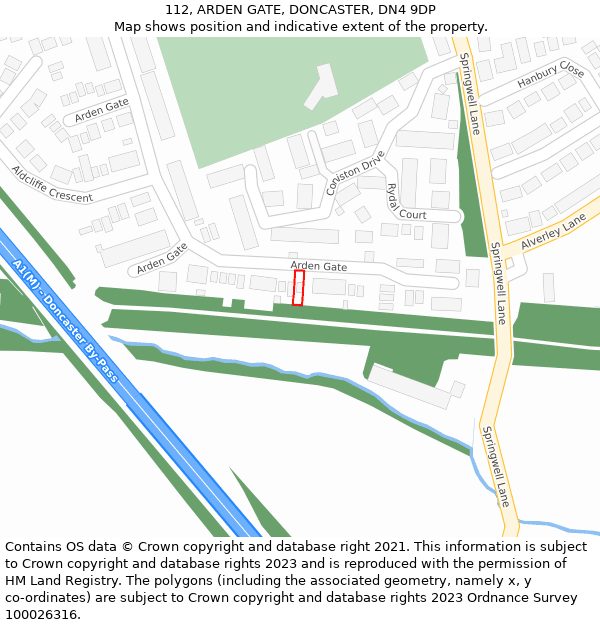 112, ARDEN GATE, DONCASTER, DN4 9DP: Location map and indicative extent of plot