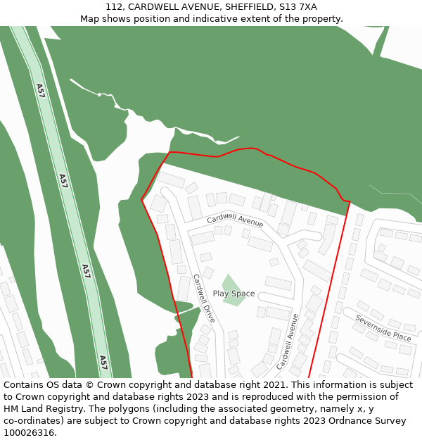 112, CARDWELL AVENUE, SHEFFIELD, S13 7XA: Location map and indicative extent of plot