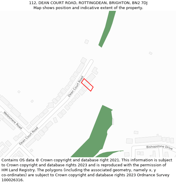112, DEAN COURT ROAD, ROTTINGDEAN, BRIGHTON, BN2 7DJ: Location map and indicative extent of plot