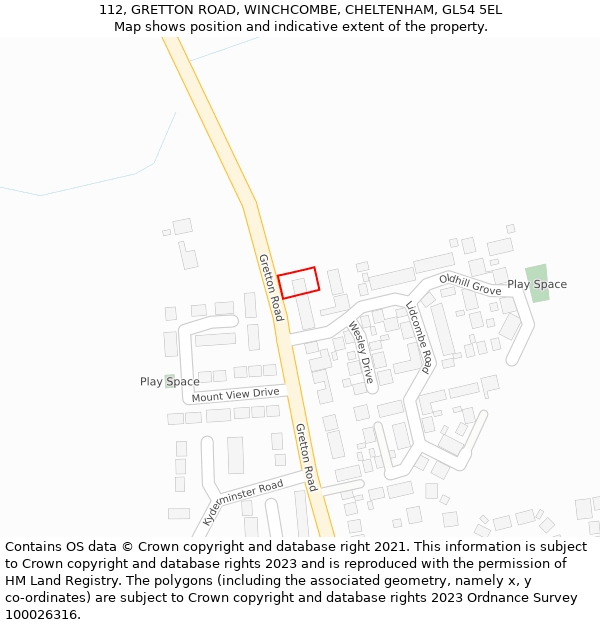 112, GRETTON ROAD, WINCHCOMBE, CHELTENHAM, GL54 5EL: Location map and indicative extent of plot