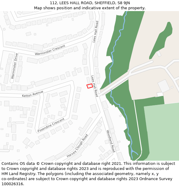 112, LEES HALL ROAD, SHEFFIELD, S8 9JN: Location map and indicative extent of plot