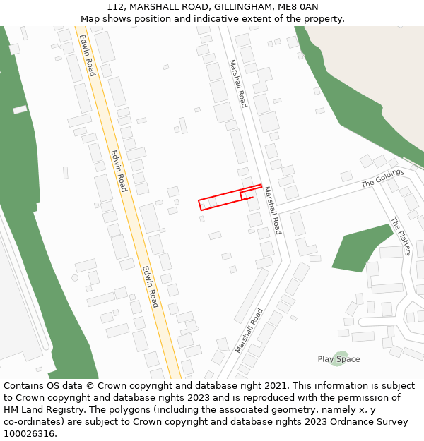 112, MARSHALL ROAD, GILLINGHAM, ME8 0AN: Location map and indicative extent of plot