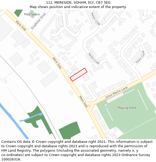 112, MERESIDE, SOHAM, ELY, CB7 5EG: Location map and indicative extent of plot