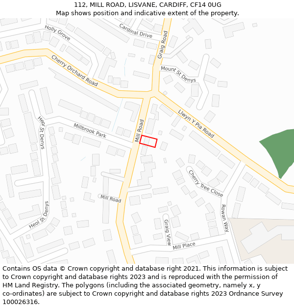 112, MILL ROAD, LISVANE, CARDIFF, CF14 0UG: Location map and indicative extent of plot