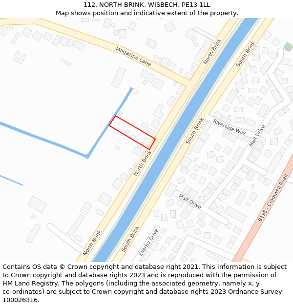 112, NORTH BRINK, WISBECH, PE13 1LL: Location map and indicative extent of plot