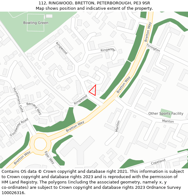 112, RINGWOOD, BRETTON, PETERBOROUGH, PE3 9SR: Location map and indicative extent of plot
