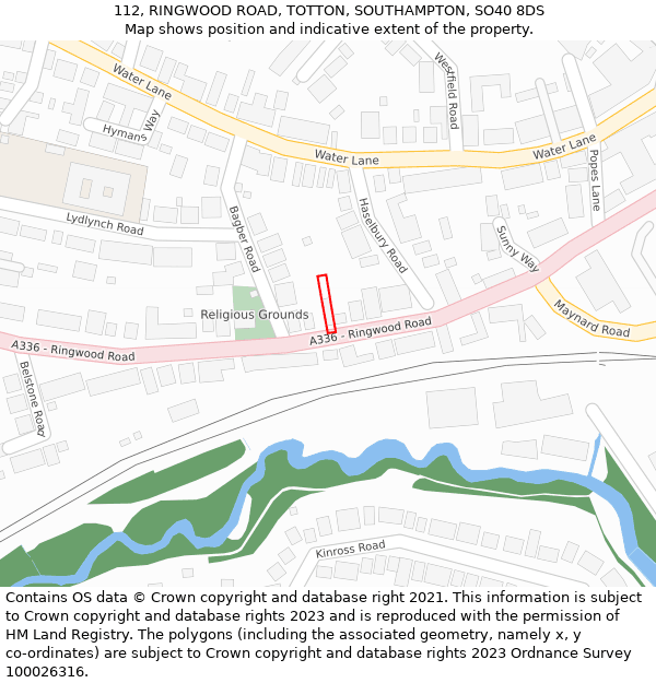 112, RINGWOOD ROAD, TOTTON, SOUTHAMPTON, SO40 8DS: Location map and indicative extent of plot