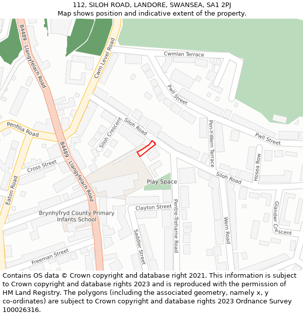 112, SILOH ROAD, LANDORE, SWANSEA, SA1 2PJ: Location map and indicative extent of plot