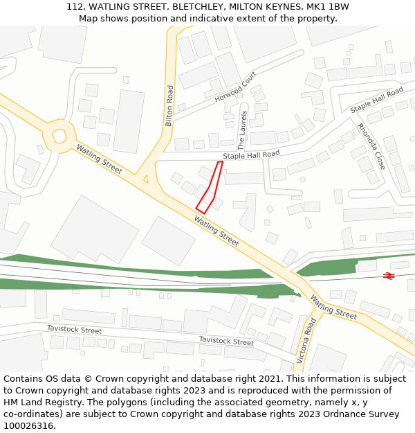 112, WATLING STREET, BLETCHLEY, MILTON KEYNES, MK1 1BW: Location map and indicative extent of plot