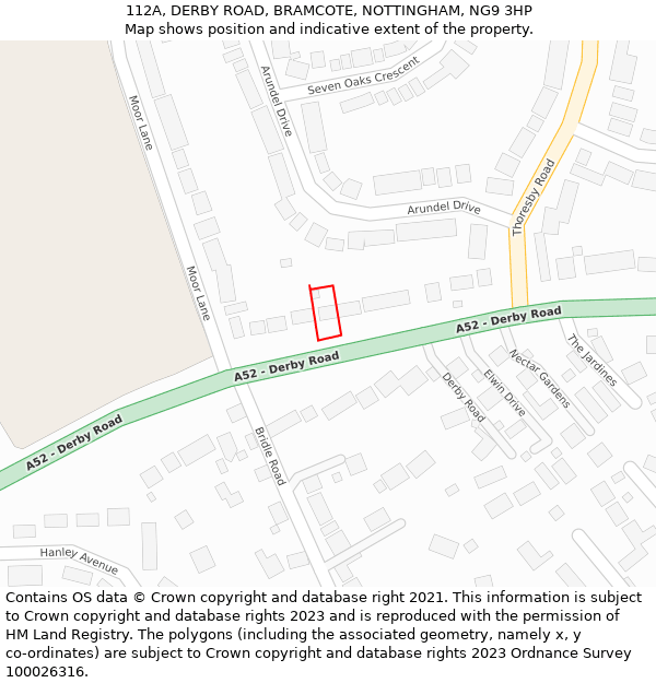 112A, DERBY ROAD, BRAMCOTE, NOTTINGHAM, NG9 3HP: Location map and indicative extent of plot