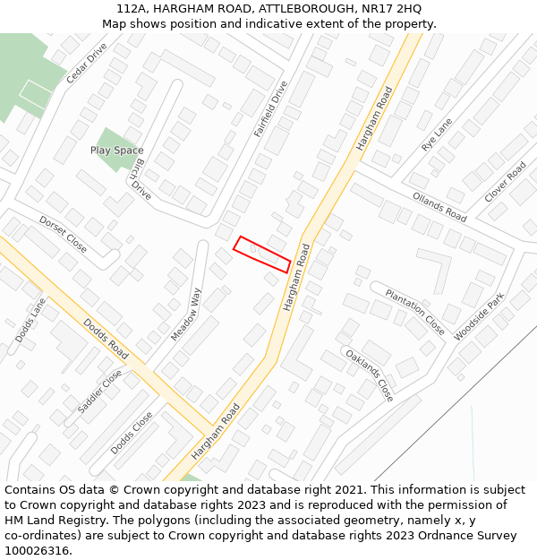 112A, HARGHAM ROAD, ATTLEBOROUGH, NR17 2HQ: Location map and indicative extent of plot