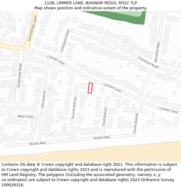 112B, LIMMER LANE, BOGNOR REGIS, PO22 7LP: Location map and indicative extent of plot