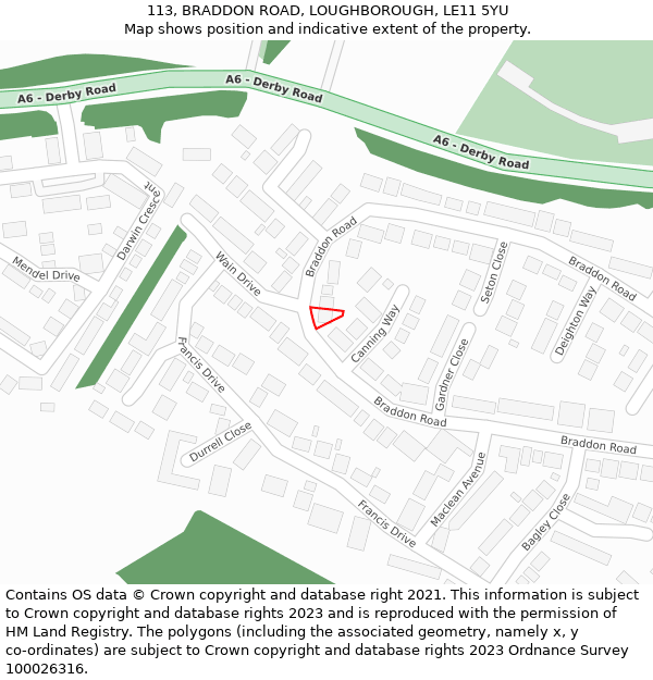 113, BRADDON ROAD, LOUGHBOROUGH, LE11 5YU: Location map and indicative extent of plot
