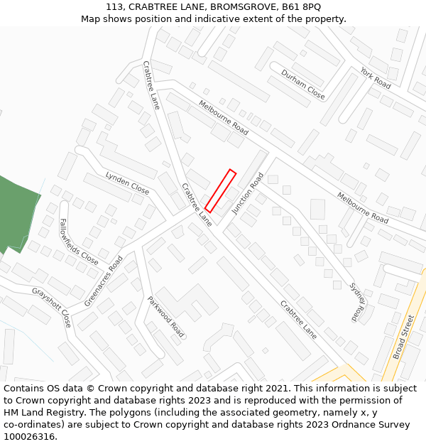 113, CRABTREE LANE, BROMSGROVE, B61 8PQ: Location map and indicative extent of plot
