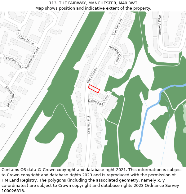 113, THE FAIRWAY, MANCHESTER, M40 3WT: Location map and indicative extent of plot