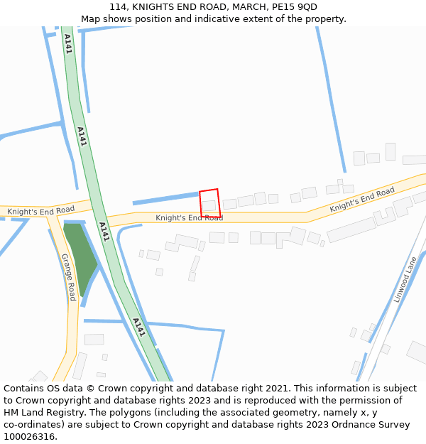 114, KNIGHTS END ROAD, MARCH, PE15 9QD: Location map and indicative extent of plot