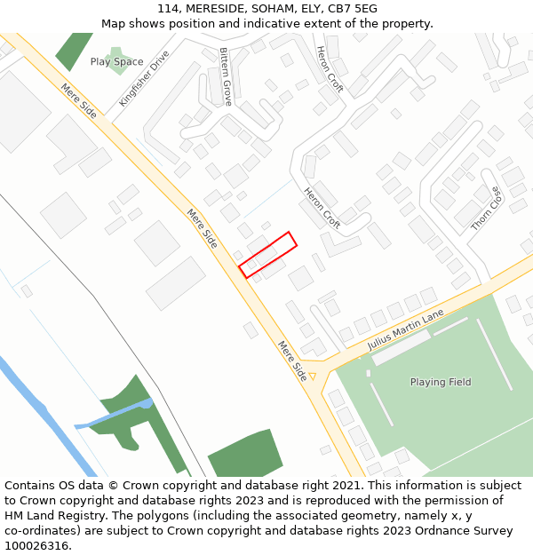 114, MERESIDE, SOHAM, ELY, CB7 5EG: Location map and indicative extent of plot