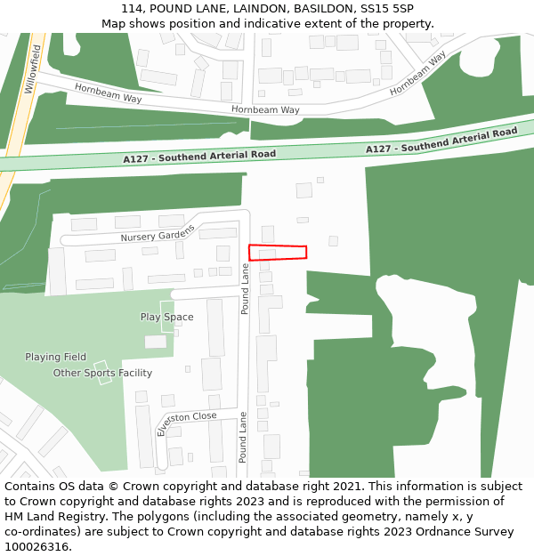 114, POUND LANE, LAINDON, BASILDON, SS15 5SP: Location map and indicative extent of plot