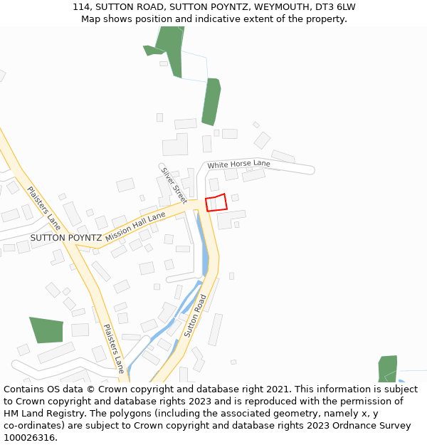 114, SUTTON ROAD, SUTTON POYNTZ, WEYMOUTH, DT3 6LW: Location map and indicative extent of plot