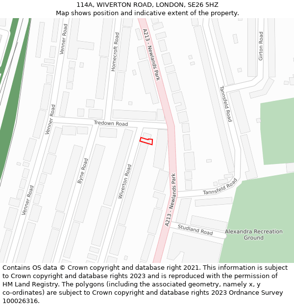 114A, WIVERTON ROAD, LONDON, SE26 5HZ: Location map and indicative extent of plot