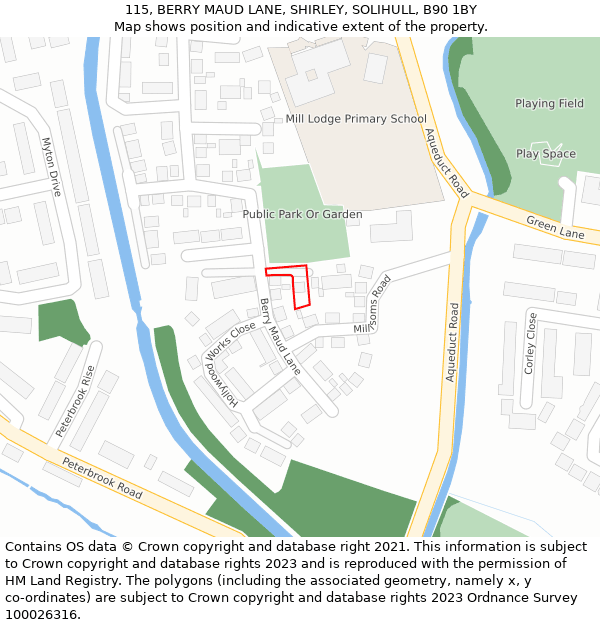 115, BERRY MAUD LANE, SHIRLEY, SOLIHULL, B90 1BY: Location map and indicative extent of plot