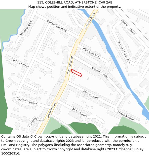 115, COLESHILL ROAD, ATHERSTONE, CV9 2AE: Location map and indicative extent of plot