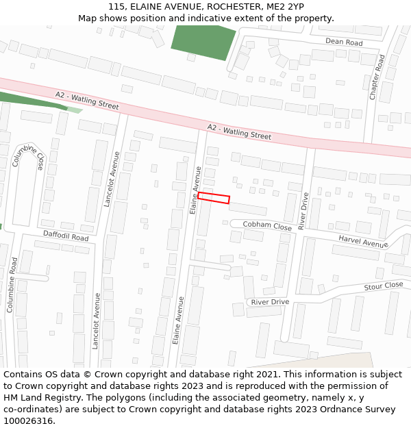 115, ELAINE AVENUE, ROCHESTER, ME2 2YP: Location map and indicative extent of plot