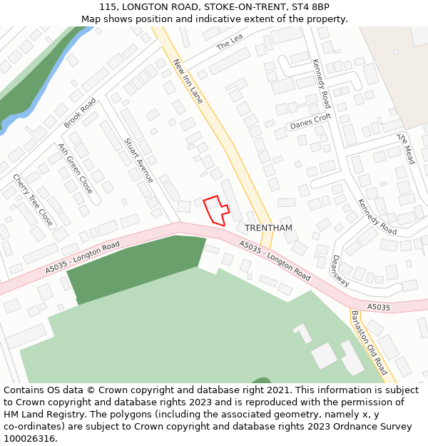 115, LONGTON ROAD, STOKE-ON-TRENT, ST4 8BP: Location map and indicative extent of plot
