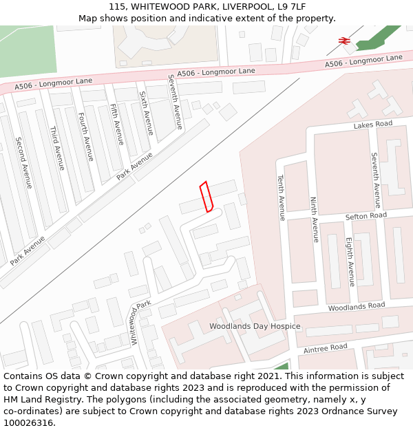 115, WHITEWOOD PARK, LIVERPOOL, L9 7LF: Location map and indicative extent of plot