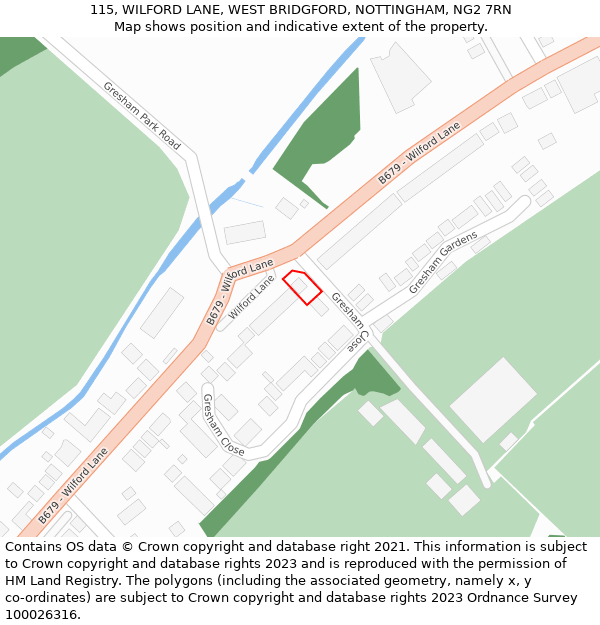 115, WILFORD LANE, WEST BRIDGFORD, NOTTINGHAM, NG2 7RN: Location map and indicative extent of plot