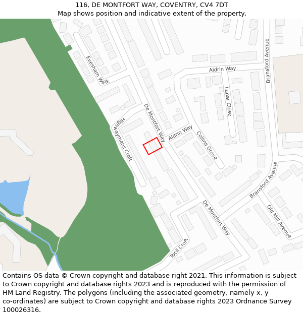 116, DE MONTFORT WAY, COVENTRY, CV4 7DT: Location map and indicative extent of plot