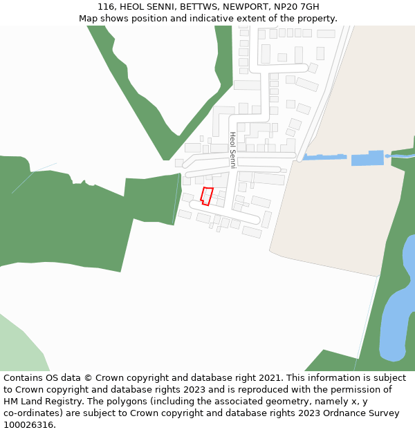 116, HEOL SENNI, BETTWS, NEWPORT, NP20 7GH: Location map and indicative extent of plot