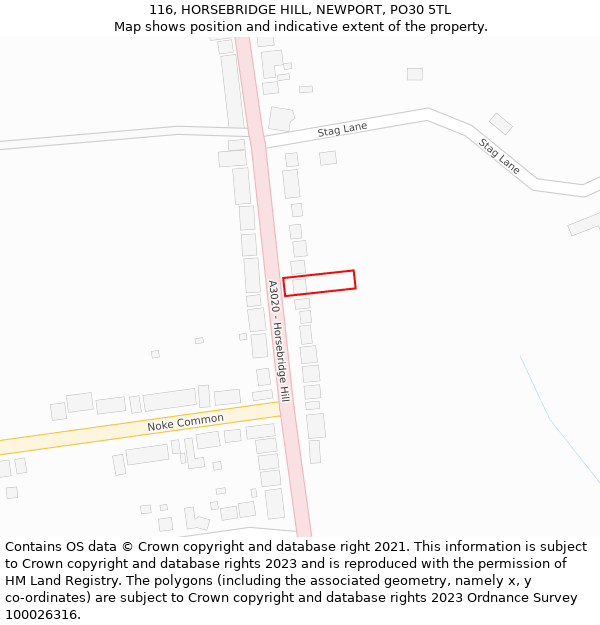 116, HORSEBRIDGE HILL, NEWPORT, PO30 5TL: Location map and indicative extent of plot