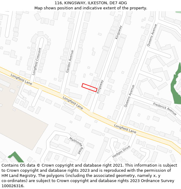 116, KINGSWAY, ILKESTON, DE7 4DG: Location map and indicative extent of plot